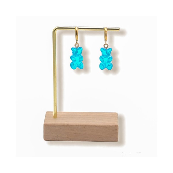 Boucles d'oreilles ourson bonbon - mini créoles gummy bear en  acier inoxydable doré - bijoux enfant - cadeau Noël enfant | petite fille