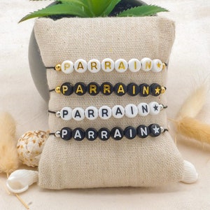 Bracelet PARRAIN en perles lettres bracelet personnalisable naissance bijoux baptême communion cadeau parrain Noël image 1