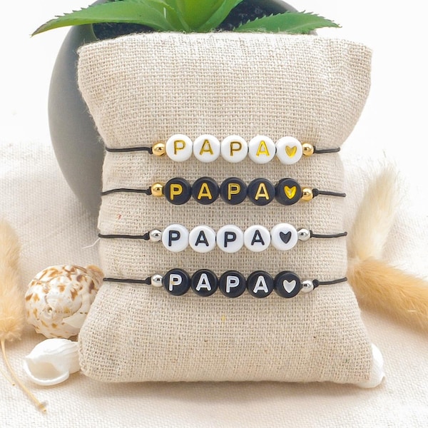 Bracelet PAPA en perles lettres - bracelet personnalisable pour papa - bijoux homme - cadeau papa | Noël | Fête des pères