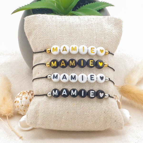 Bracelet MAMIE en perles lettres - bracelet personnalisable pour mamie - bijoux femme - cadeau mamie | Noël | Fête des grands-mères