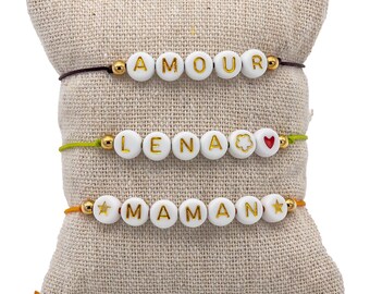 Personalized bracelet golden letter - bracelet message | First name| word| mantra| date - bracelet mom | bachelorette party| wedding - personalized gift