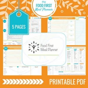 Simple Meal Planner | Printable Meal Planner | Food First Meal Planner | Meal Prep, Meal Plan, Grocery List & More!