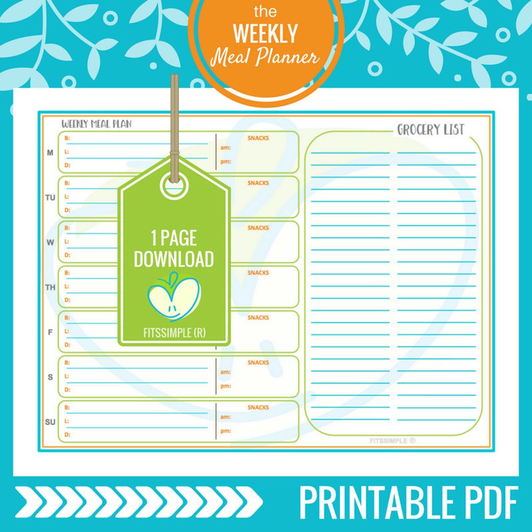 Simple Weekly Meal Planner | Printable Meal Planner | Downloadable Meal ...