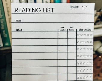 Reading List Bookmark: Track & Rate Books (Digital Download)