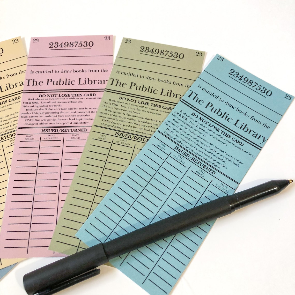 Vintage Library Card Bookmark Set: 1920s Chicago Style - Etsy