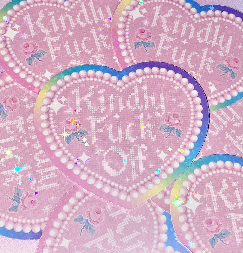 Kindly Fck Off sticker pink F off stickers, kindly F off, Kawaii stickers, girly stickers image 5