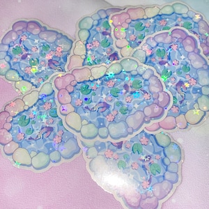 Estanque de koi pastel / estanques de koi lindos, pegatinas para estanques de koi, pegatinas de koi, peces koi, pegatinas kawaii imagen 5