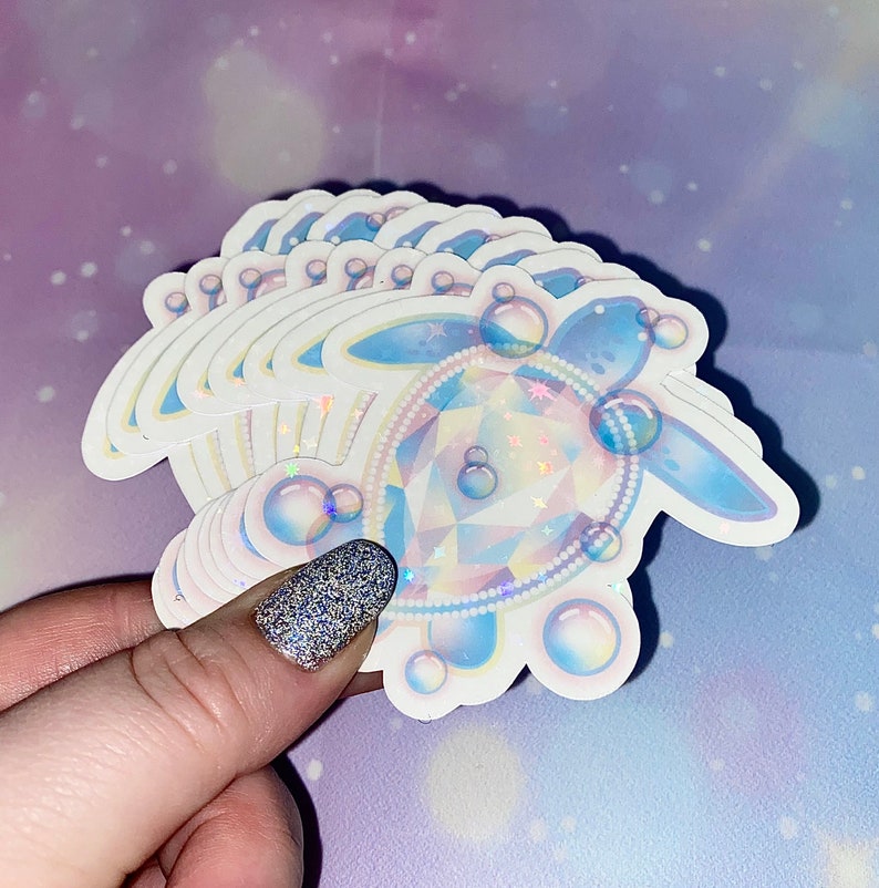 Rainbow sea turtle holo sticker | cute turtle stickers, turtle stickers, kawaii stickers, girly stickers, sea turtles, tumbler stickers image 2
