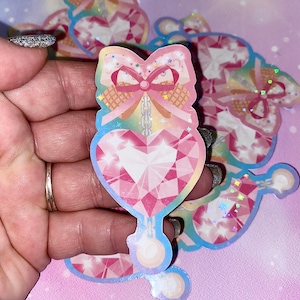 Cherished Heart | cute gemstone stickers, gemstone stickers, Kawaii stickers, bow stickers