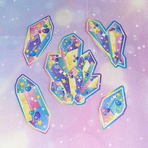 Crystal Dreams Sticker Pack | kawaii crystal stickers, cute stickers, laptop stickers, tumbler stickers, crystals