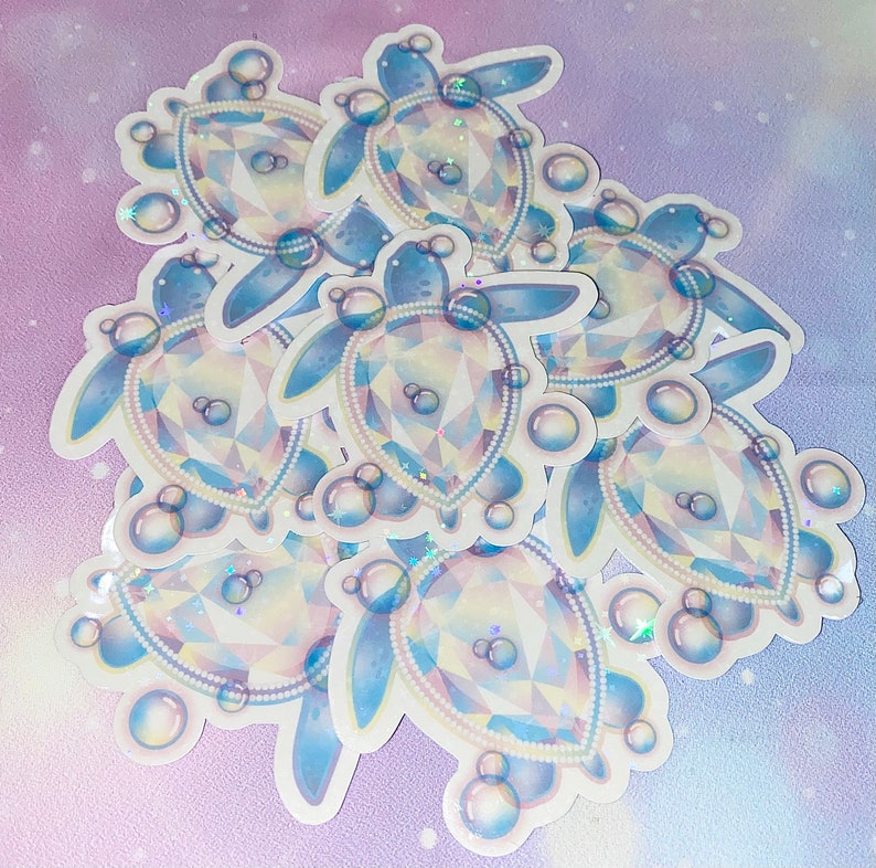 Rainbow sea turtle holo sticker | cute turtle stickers, turtle stickers, kawaii stickers, girly stickers, sea turtles, tumbler stickers image 4