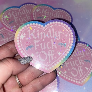 Kindly Fck Off sticker pink F off stickers, kindly F off, Kawaii stickers, girly stickers image 1