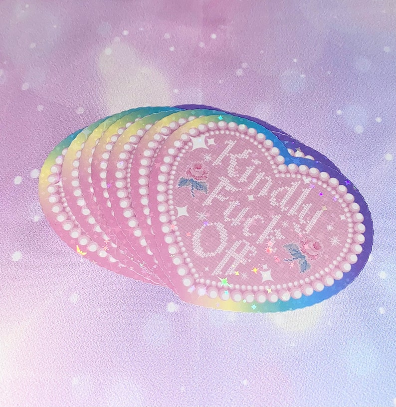 Kindly Fck Off sticker pink F off stickers, kindly F off, Kawaii stickers, girly stickers image 3