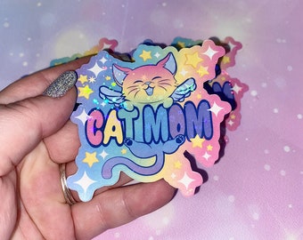 Cat mom | cute cat stickers,  cat mom stickers, cat moms, kawaii stickers, cat stickers, tumbler stickers