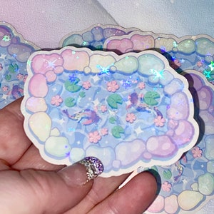 Estanque de koi pastel / estanques de koi lindos, pegatinas para estanques de koi, pegatinas de koi, peces koi, pegatinas kawaii imagen 1