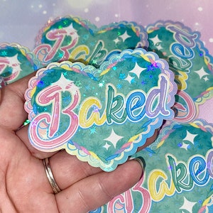 Pegatinas holográficas horneadas / lindas pegatinas de corazón, pegatinas horneadas, pegatinas de cannabis, pegatinas de marihuana, chicas fumetas, pegatinas kawaii