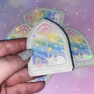 Pastel Dreams Holo Sticker | cat stickers, cat mom, Kawaii stickers, girly stickers, pastel rainbows