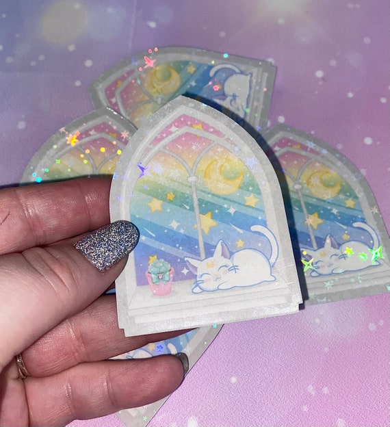 Pastel Dreams Holo Sticker | cat stickers, cat mom, Kawaii stickers, girly stickers, pastel rainbows