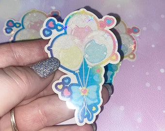 Kitty balloons sticker | cute cat stickers, cat balloons, cat balloon stickers, kawaii stickers, girly stickers
