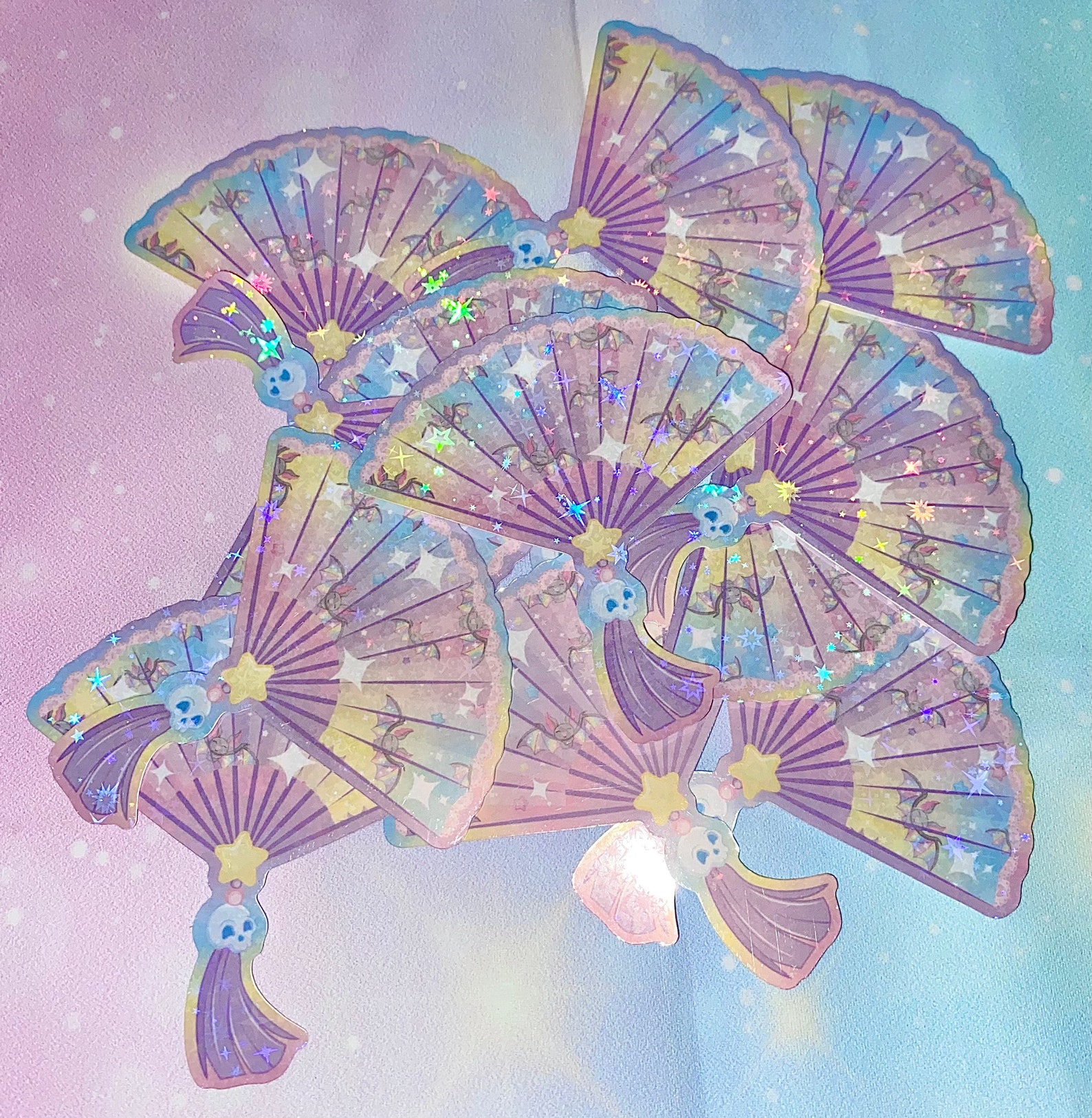 Mini Fan Sticker Ribbon Pastel Goth Fan | Japanese Fans, Japanese Fan Stickers, Girly Stickers ...