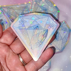 Liquid diamonds holo sticker | cute Diamond stickers, Diamond stickers, Kawaii stickers, girly stickers
