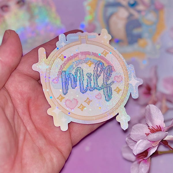 Milf on Point | cute stickers, needlepoint stickers, cross-stitch stickers, milf stickers, girl stickers, kawaii stickers