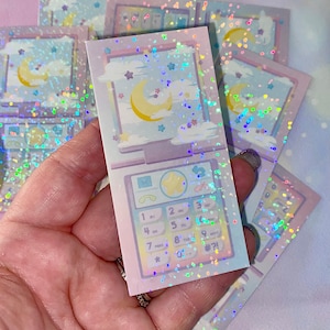 Dreamy Flip Phone Sticker | cute stickers, lollipops, flip phone stickers, phone stickers, Kawaii stickers, flip phones, 90s