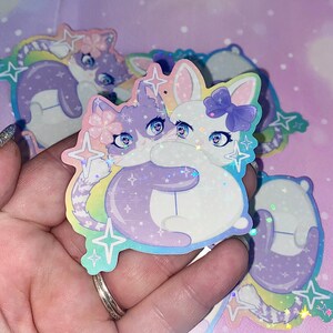 Fluff of Love Sticker | cute bunny stickers, cute cat stickers, bunnies and cats, kawaii stickers, girly stickers, tumbler stickers