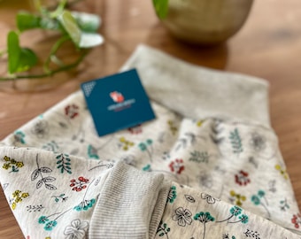 Sarouel évolutif bébé Oekotex automne hiver 3 à 24 mois gris chiné fleurs