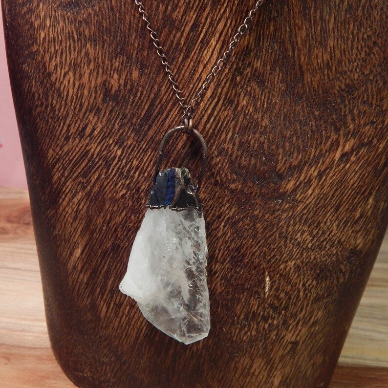 38.8 Gram 100/% Natural Gemstone Crystal Rough Quartz Copper pendant Medium jewellery Design Quartz Copper Pendant Medium QCPM-8