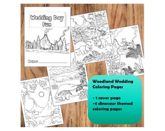 Dinosaur Wedding Coloring Pages activity Combo - Etsy