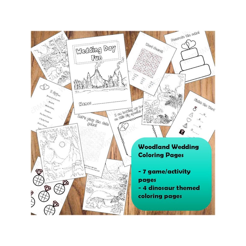 Dinosaur Wedding Coloring Pages activity Combo - Etsy