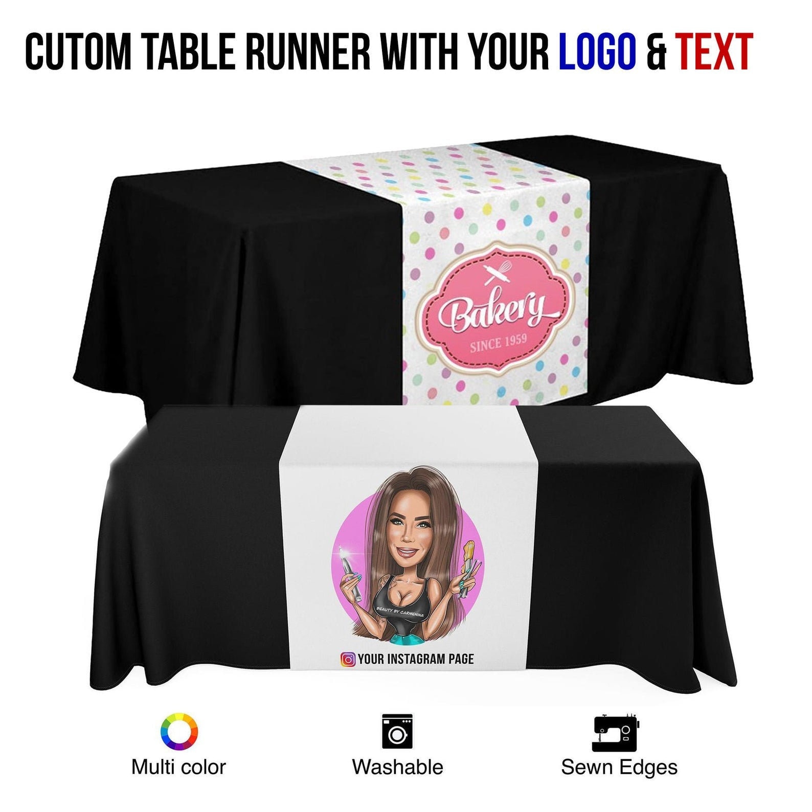 Make your own Custom Logo Table runner, Custom Table runner with Your…