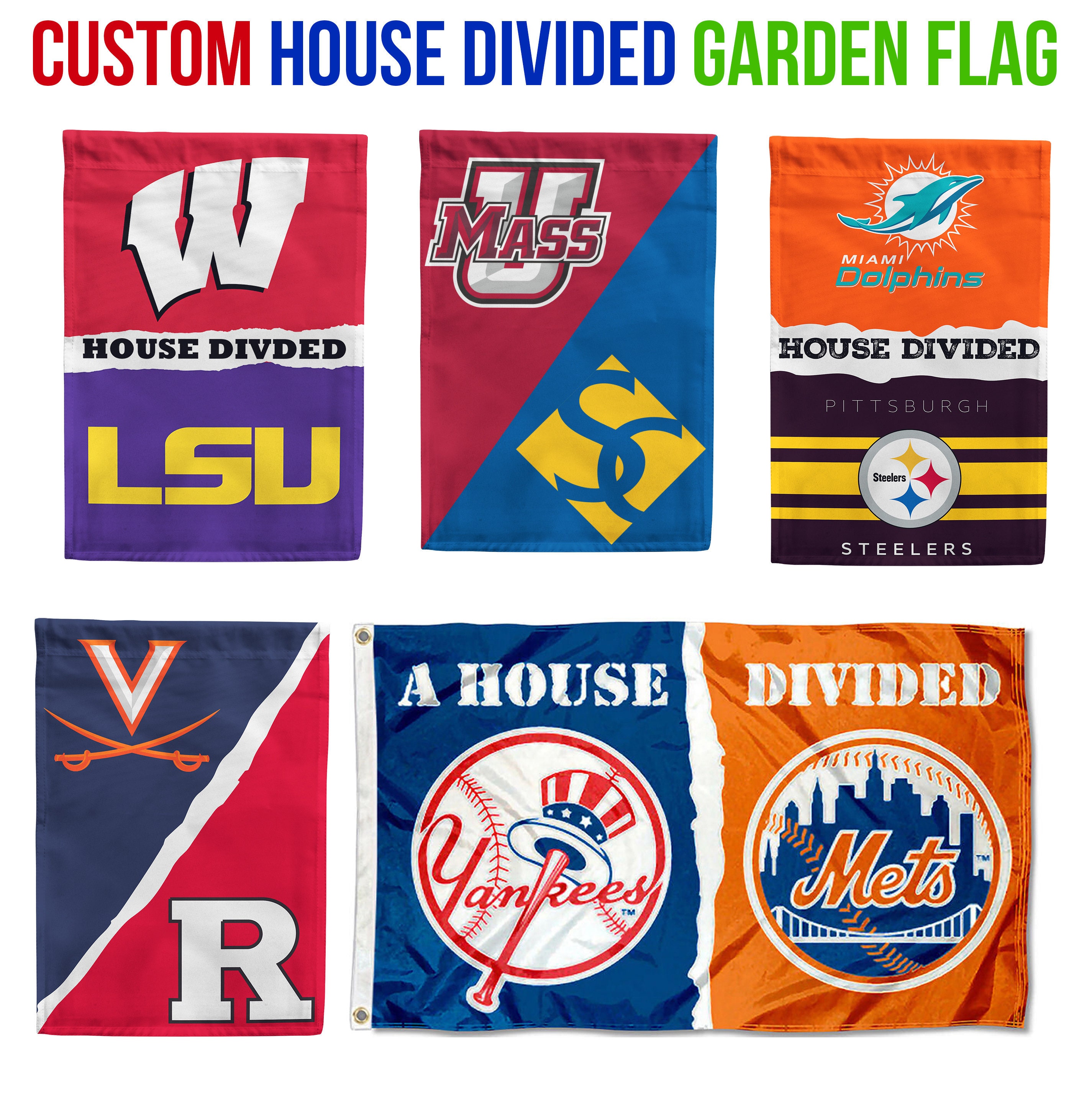 Custom House Divided Garden Flag equipo personalizado apoyo Etsy