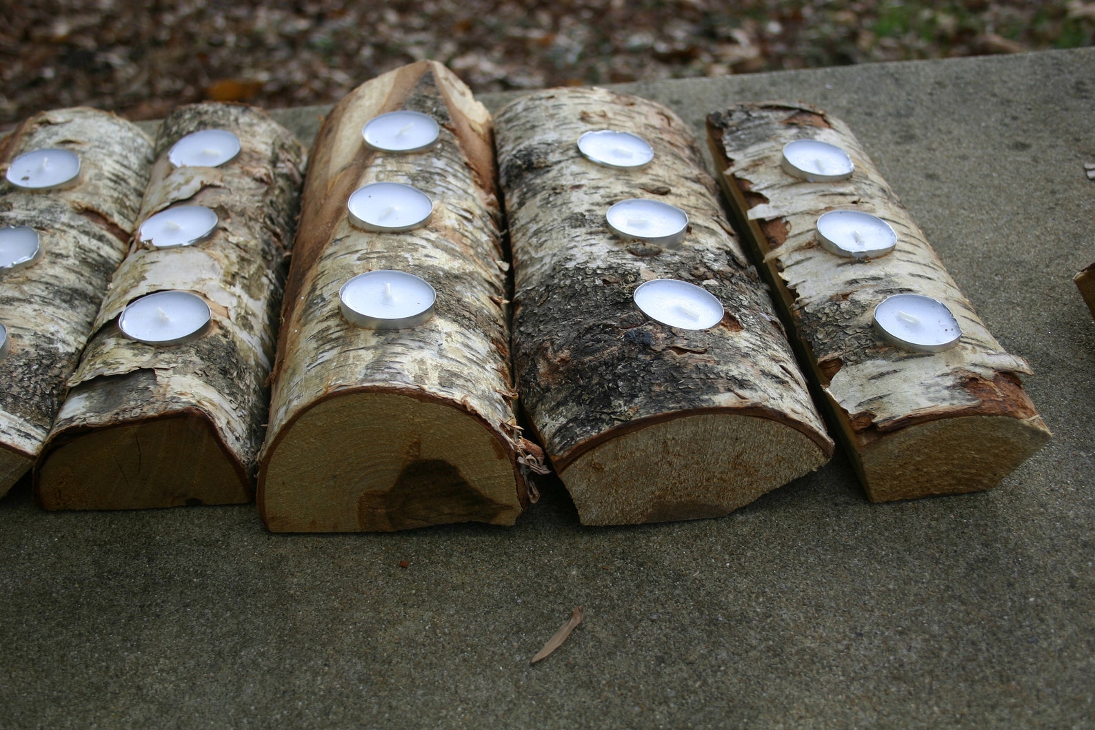 Yule Log White Birch Tea Light Holder Candle Holder Holiday Etsy