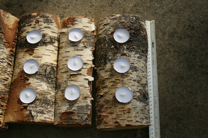 Yule Log White Birch Tea Light Holder Candle Holder Holiday Etsy