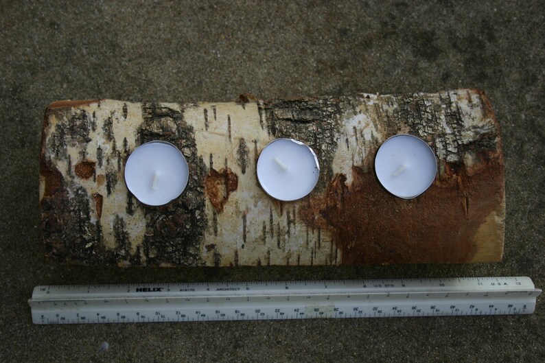 Yule Log White Birch Tea Light Holder Candle Holder Holiday Etsy