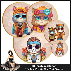 cats Cabochon images 25mm 1inch circle Printable images digital collage sheet Instant download bottle caps #48