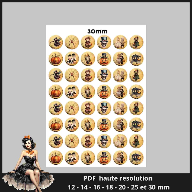 Halloween Cabochon Images 25mm 1inch Circle Printable Images Digital ...