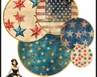 Vintage patriot usa Cabochon images 25mm 1inch circle Printable images digital collage sheet Instant download bottle caps #104