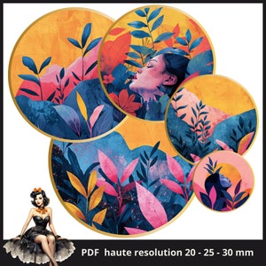 positive bunte Natur Cabochon Bilder 25mm 1inch Kreis Druckbare Bilder digital Collage Bogen Sofortdownload Kronkorken #194