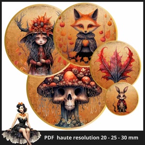 Halloween 1&quot; 20mm 30mm 25mm Round images for Buttons, Bottle caps Printable Digital Collage Sheet instant download #20