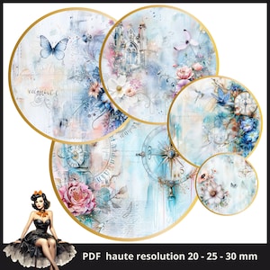 Shabby Chic Blumen Cabochon Bilder 25mm Cabochon 25mm Cabochon Bilder 25mm Cabochon druckbare Bilder digital collage Bogen Druckbare Kronkorken #211