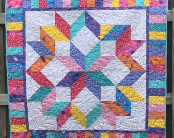 I Love Trolls quilt Trolls lap quilt Trolls carpenter’s wheel quilt Handmade carpenters wheel quilt Measures approximately 50x50