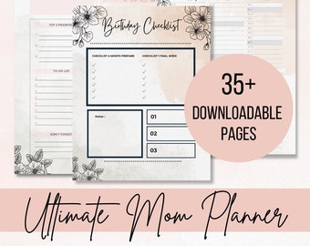 Printable Ultimate Mom Planner, Daily, Monthly, Yearly Planner and Calendars, Birthday Planner, Budget and Wellness Tracker Digital Download
