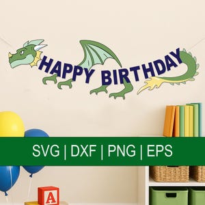 Dragon Banner SVG, Dragon Birthday Banner, Dragon-theme party decoration, digital Dragon Birthday cut file DIY Dragon Cricut SVG dxf eps png
