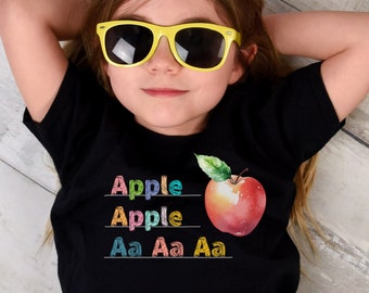 Apple Apple Toddler Short Sleeve Tee  Back to School  Cute Toddler Shirt  kindergarten shirt