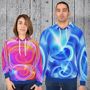 Unisex Hoodie Sweatshirt, Pull Over Style, Geometric, Unique, Vibrant Jacket, Sporty, 3 D Texture, Abstract Graphics,Futuristic, Modern Vibe
