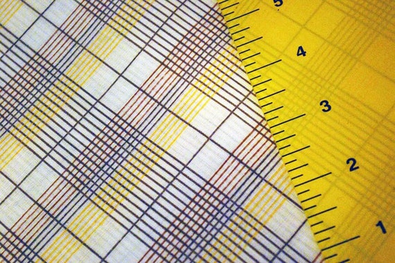 Vintage Plaid Shirting.  Cotton Poly Blend.  Browns, Yellow on White. By The Yard Fabric.