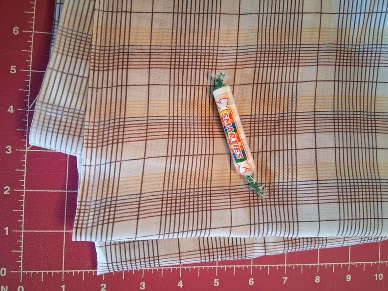 Vintage Plaid Shirting. Cotton Poly Blend. Browns, Yellow on White. By The Yard Fabric. image 3